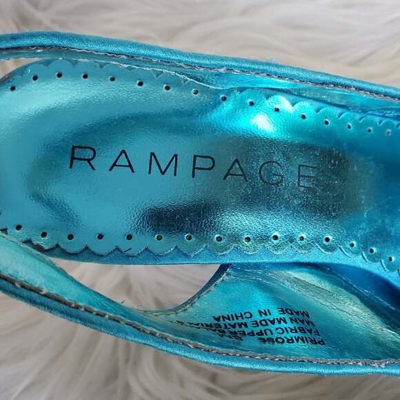 Rampage Primrose Blue Flower Print with Floral Embellishment Heels SZ 8 - Picture 7 of 14